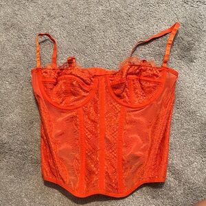 Vibrant Orange Lace Corset Top